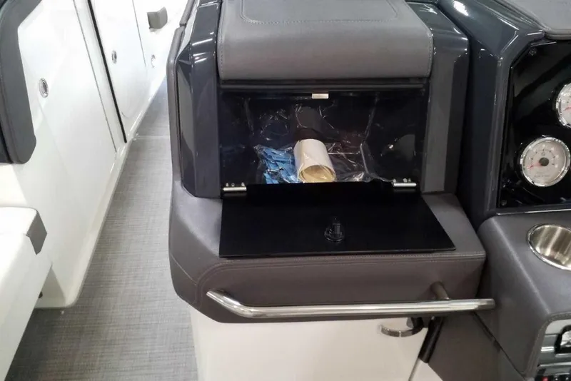 Slide: The Image of 2019 Formula 330 Crossover Bowrider interior seating with modern design and premium upholstery. - 32