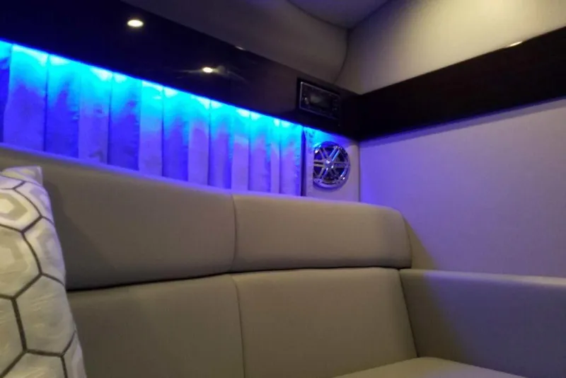 Slide: The Image of 2019 Formula 330 Crossover Bowrider dashboard with steering wheel and control panel. - 37