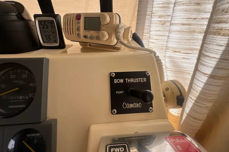 Slide: The Image of Control panel of a 2005 Camano Trawler with bow thruster and navigation instruments. - 25