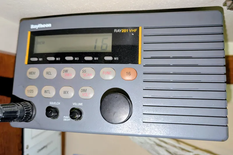 Slide: The Image of Raytheon RAY201 VHF radio on 1990 Catalina Capri 26 sailboat. - 11