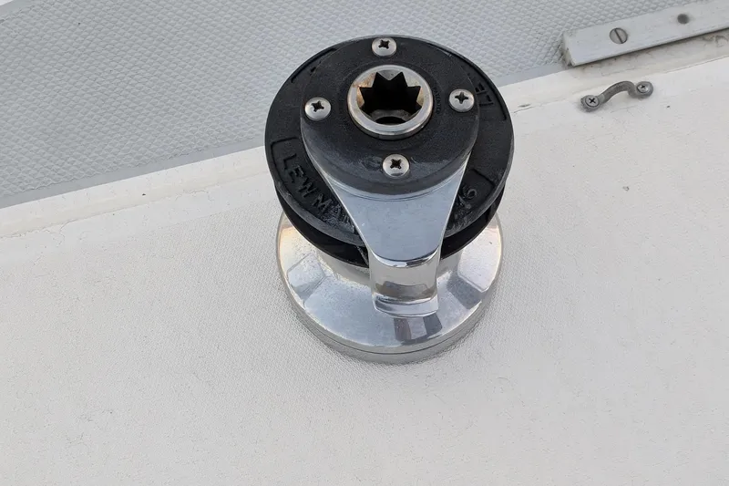 Slide: The Image of Winch on 1990 Catalina Capri 26 sailboat deck, close-up view. - 34