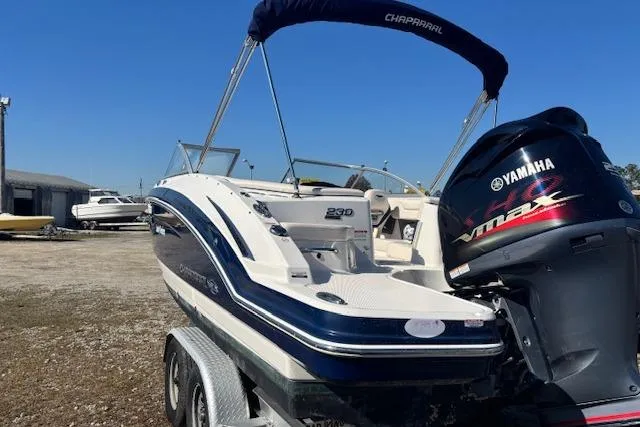 Slide: The Image of 2018 Chaparral 230 Suncoast boat with Yamaha engine on trailer. - 8