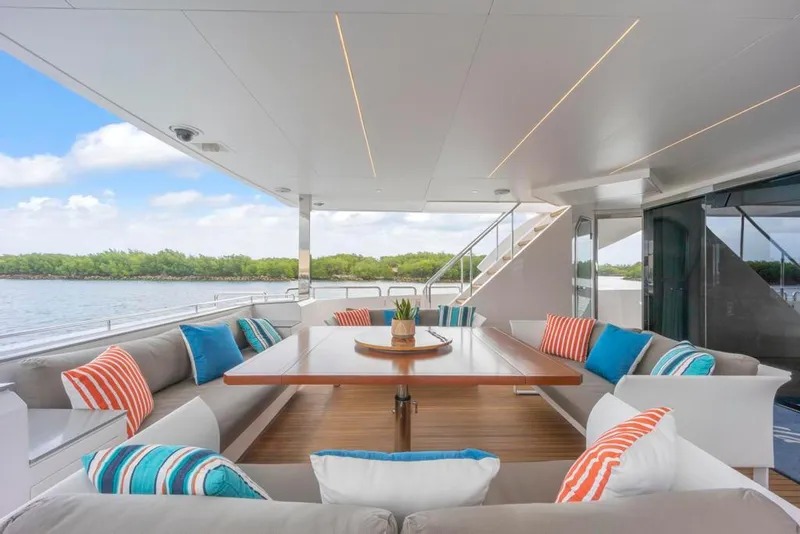 Slide: The Image of Aft Deck Sofas With Orange/Blue Pillows - 17