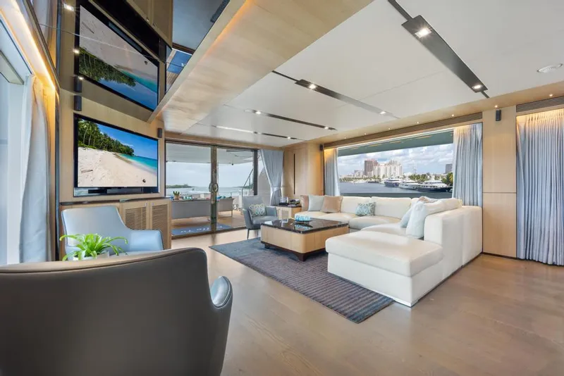Slide: The Image of Salon Looking Aft to TV and Sofa - 21