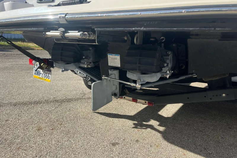 Slide: The Image of Rear view of a 2019 Yamaha Boats 212X, showcasing dual jet propulsion system. - 10