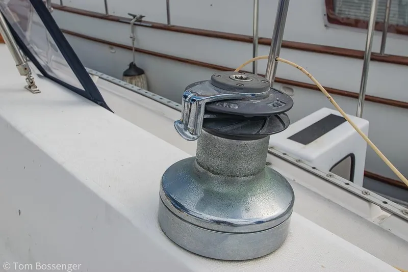 Slide: The Image of Winch on 1984 Catalina 36 sailboat deck, close-up view. - 30