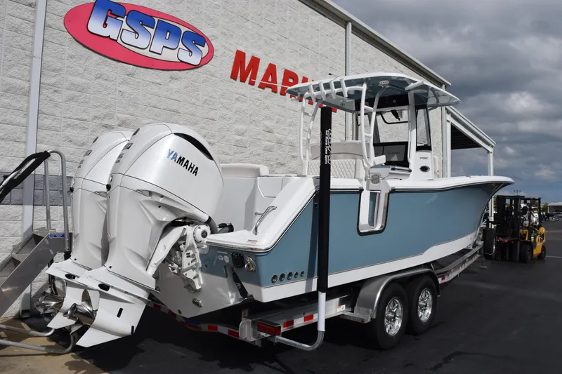 Slide: The Image of 2026 Sea Hunt Ultra 305 Coffin Box boat with Yamaha engines at GSPS Marine dealership. - 4