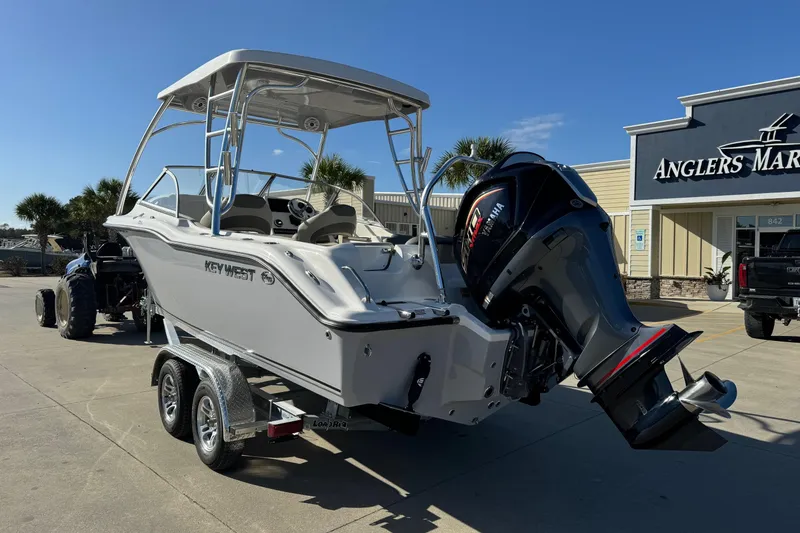 Slide: The Image of 2025 Key West 239 DFS boat with Yamaha engine at Angler's Marine dealership. - 4