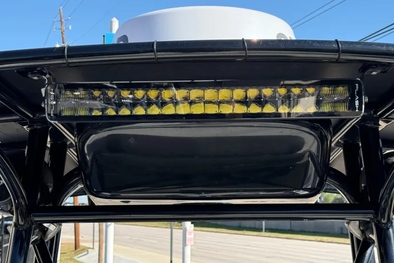 Slide: The Image of LED light bar on 2022 Shoalwater 23 Catamaran, mounted on black frame. - 18