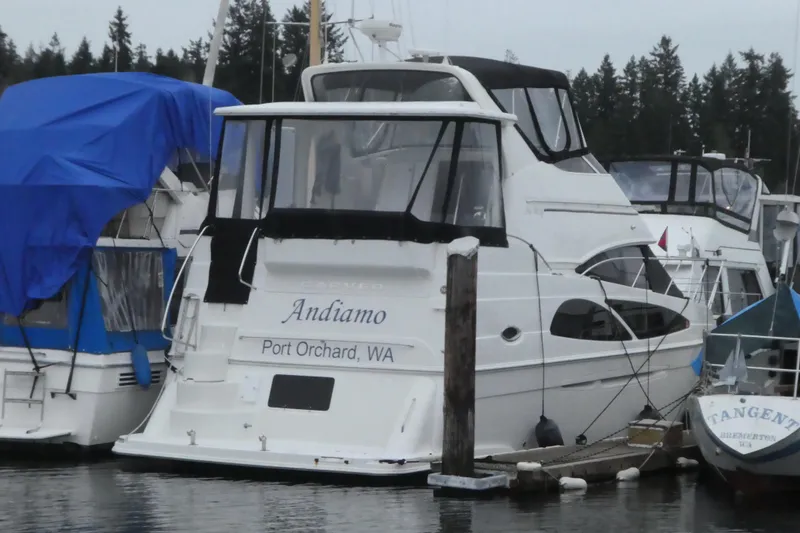 Slide: The Image of 2006 Carver 366 Motor Yacht docked in Port Orchard, WA marina. - 4
