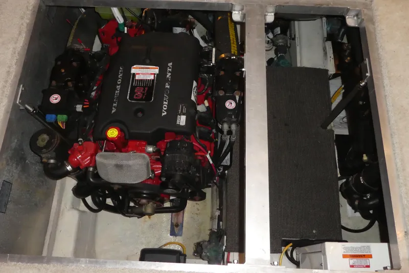 Slide: The Image of Engine compartment of 2006 Carver 366 Motor Yacht with Volvo Penta engine. - 42