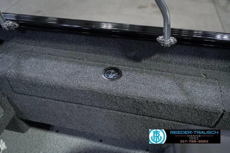 Slide: The Image of 2026 Lund 1675 Adventure Sport boat interior detail with textured gray upholstery. - 24