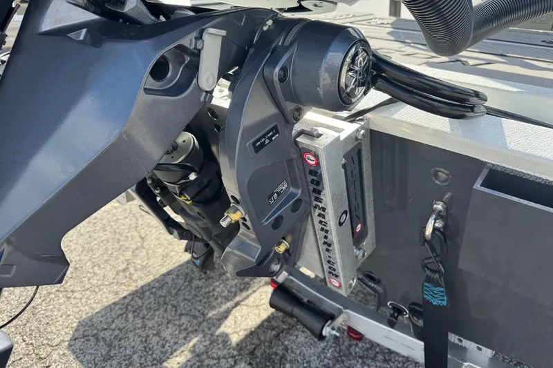 Slide: The Image of Close-up of Avid 21 Recon ST 2026 boat motor and mounting components. - 20