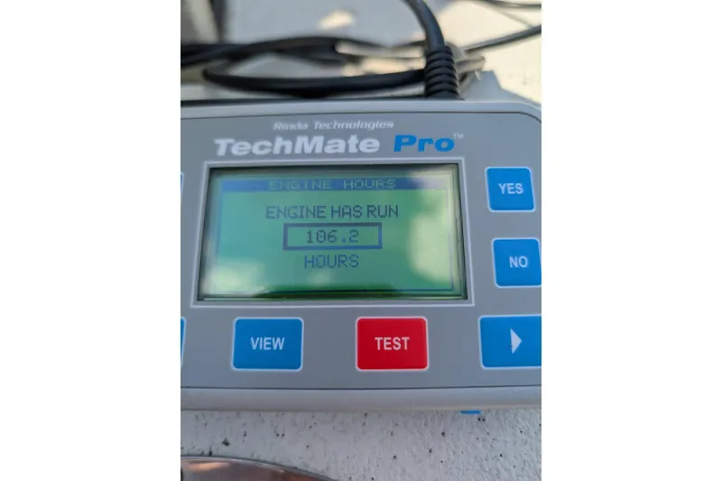 Slide: The Image of TechMate Pro engine hour meter displaying 106.2 hours for 2023 Ranger RB190. - 63