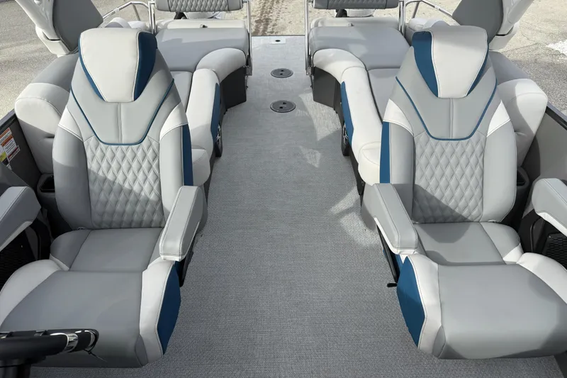 Slide: The Image of Luxurious seating on 2026 Avalon 2785 Excalibur LTD Windshield Quad Lounger, featuring elegant design and comfort. - 19