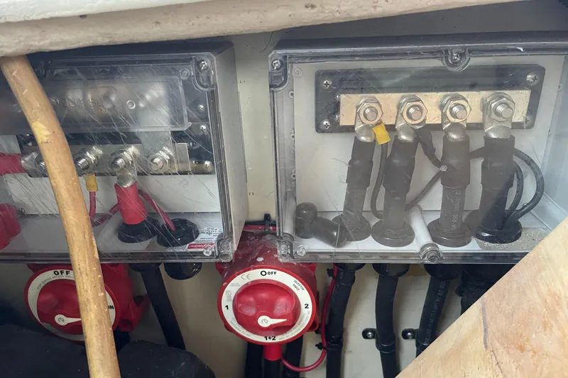 Slide: The Image of Electrical panel and switches inside a 1989 Hunter 35.5 boat. - 20