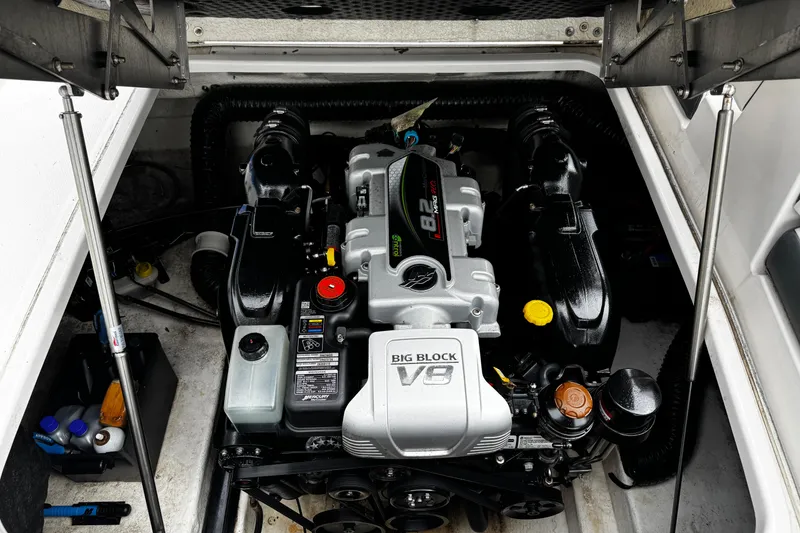 Slide: The Image of Engine compartment of a 2020 Chaparral 277 SSX with a Big Block V8 engine. - 49