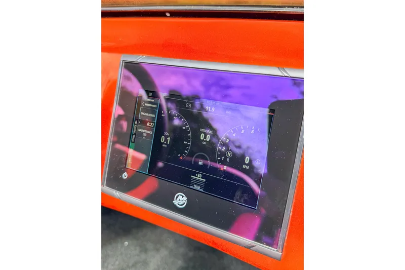 Slide: The Image of Dashboard of 1984 Sleekcraft Aristocrat 20 boat with digital display. - 30