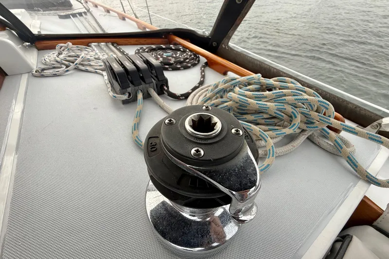 Slide: The Image of Sailboat deck with winch and ropes, CAL 246 model, 1973. - 71