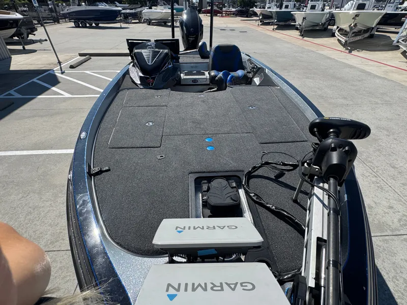 Slide: The Image of 2019 Ranger Z520L fishing boat with Garmin electronics, parked in a marina. - 15