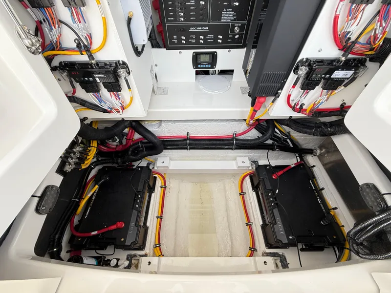 Slide: The Image of Electrical system of 2025 Regulator 35 boat, showcasing wiring and components. - 34