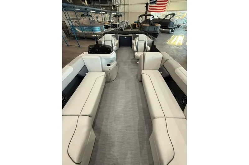 Slide: The Image of 2026 Godfrey SWEETWATER 2286 SB pontoon boat interior with spacious seating and modern design. - 3