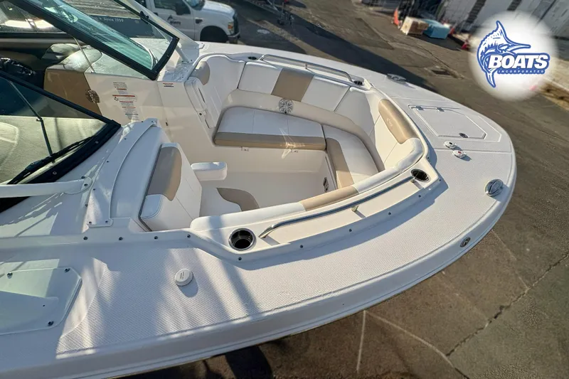 Slide: The Image of 2019 Robalo R317 Dual Console boat with spacious seating and sleek design. - 6