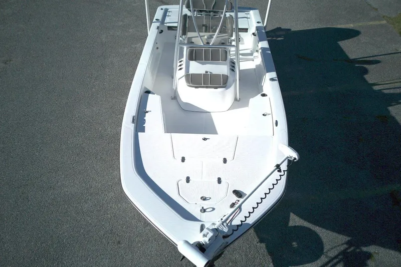 Slide: The Image of 2017 Frontier 2104 boat, aerial view, showcasing deck layout and seating arrangement. - 3