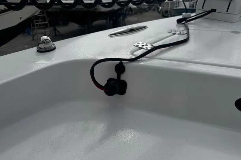 Slide: The Image of Close-up of 2026 Piranha Casador B2200 boat deck with wiring detail. - 31