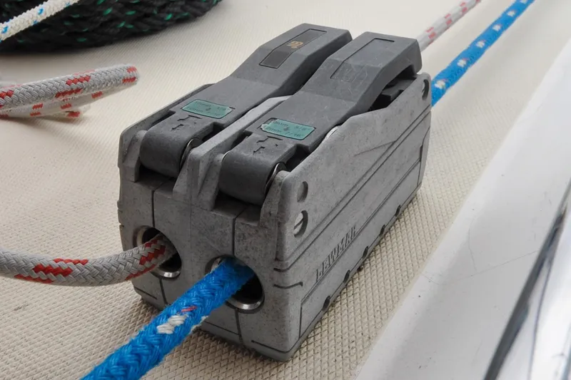 Slide: The Image of Close-up of a Lewmar rope clutch on a Sabre 426 sailboat, 2004 model. - 20