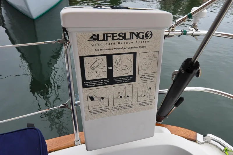 Slide: The Image of Lifesling 3 overboard rescue system on 2004 Sabre 426 sailboat. - 24