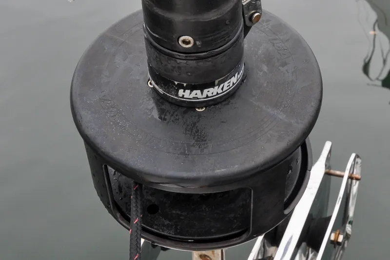 Slide: The Image of Harken furling system on 2004 Sabre 426 sailboat, close-up view. - 39