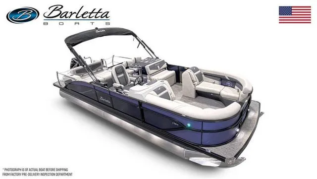 The Image of 2025 Barletta Boats C24UE pontoon with sleek design and spacious seating. - 1