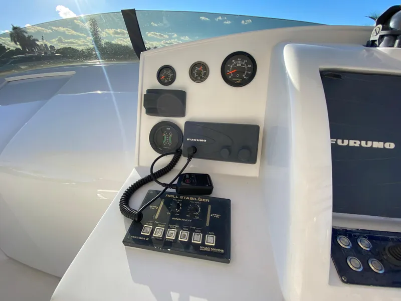 Slide: The Image of Control panel of a 2007 Rodriquez 80 Widebody yacht with navigation instruments. - 18