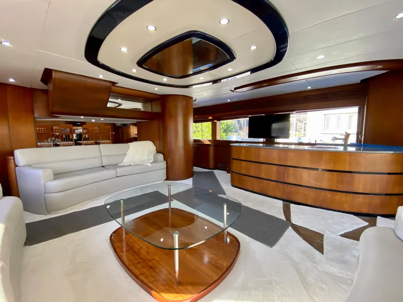 Slide: The Image of Luxurious interior of 2007 Rodriquez 80 Widebody yacht with modern furnishings and elegant design. - 25