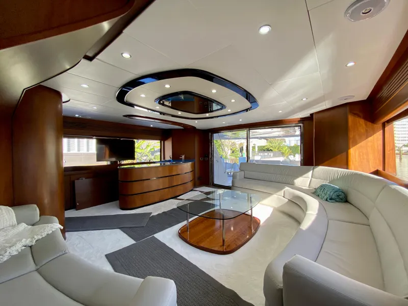 Slide: The Image of Luxurious interior of 2007 Rodriquez 80 Widebody yacht with modern furnishings and elegant design. - 26