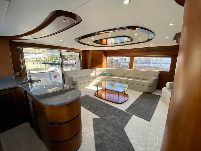Slide: The Image of Luxurious interior of 2007 Rodriquez 80 Widebody yacht with modern furnishings and elegant design. - 27
