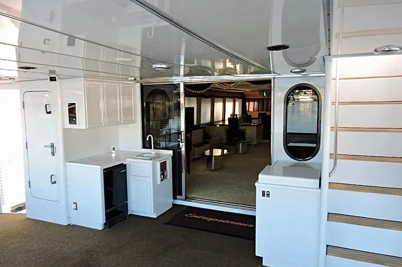 Slide: The Image of Control panel of 1992 Christensen Motor Yacht with navigation instruments and controls. - 34