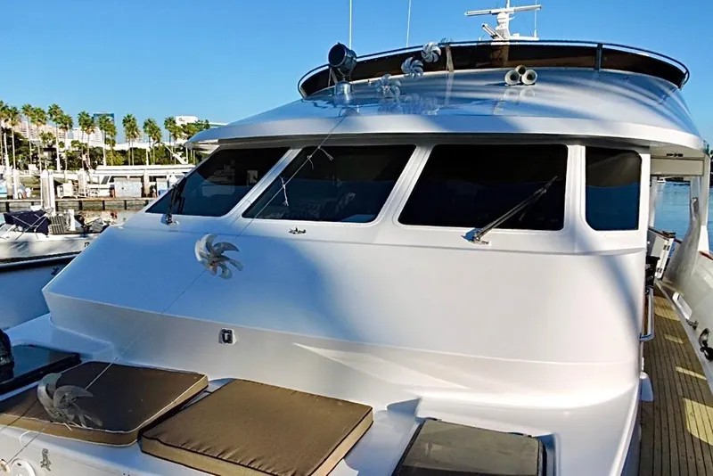 Slide: The Image of Engine room of 1992 Christensen Motor Yacht with control panels and fire safety equipment. - 49