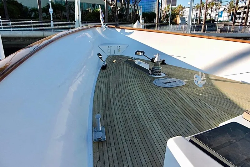 Slide: The Image of Engine room of a 1992 Christensen Motor Yacht with complex machinery and control panels. - 50