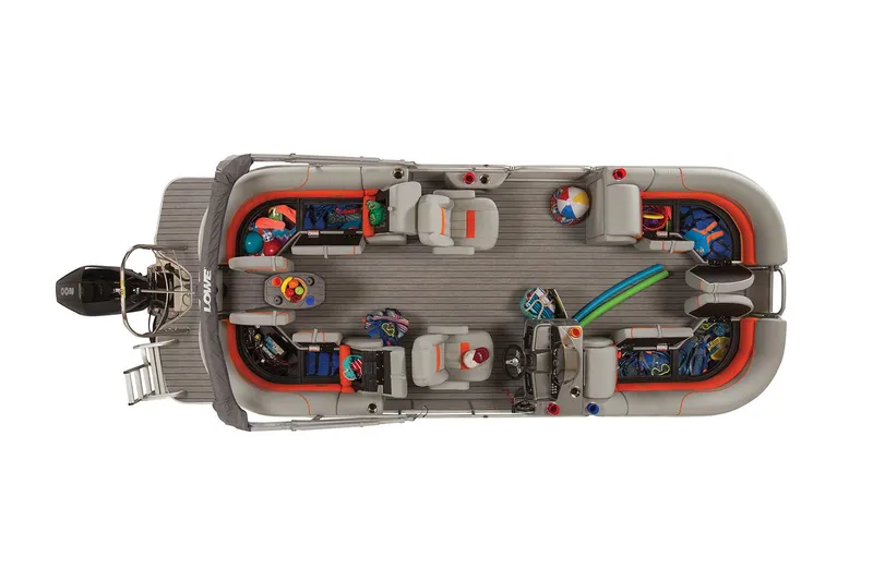 Slide: The Image of Manufacturer Provided Image: 2021 Lowe SS230 Walk-Thru pontoon boat on water with passengers enjoying leisure time. - 15