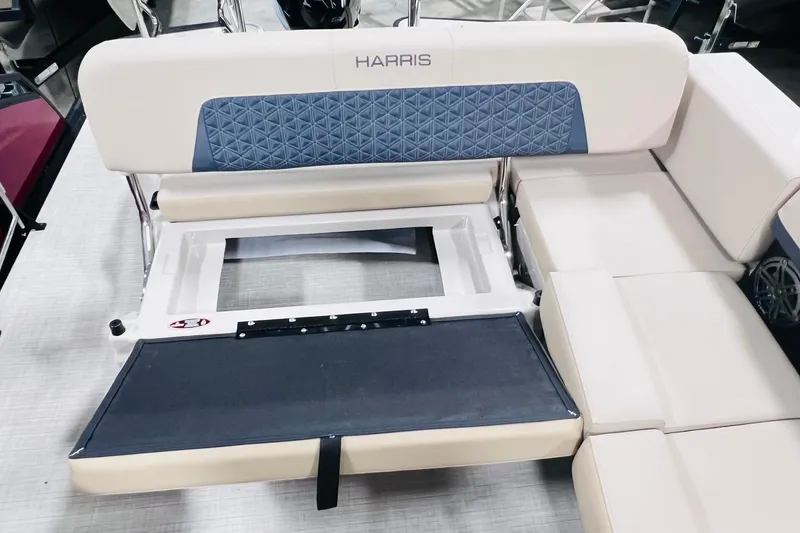 Slide: The Image of 2025 Harris Solstice 250 boat seating with foldable backrest and modern design. - 44