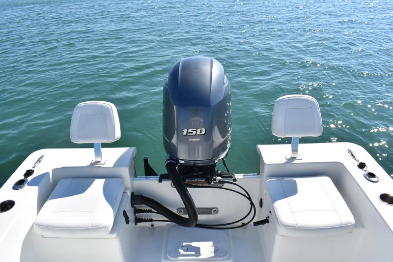 Slide: The Image of 2017 Bay Rider 2260 FS Skiff with Yamaha 150 engine on calm water. - 12