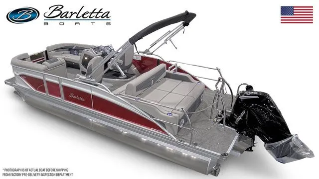 Slide: The Image of 2025 Barletta Cabrio C22UC pontoon boat with sleek design and modern features. - 3