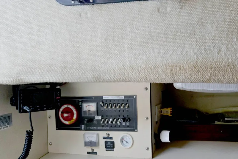 Slide: The Image of Control panel of a 1985 S2 Yachts 9.2 C sailboat interior. - 21