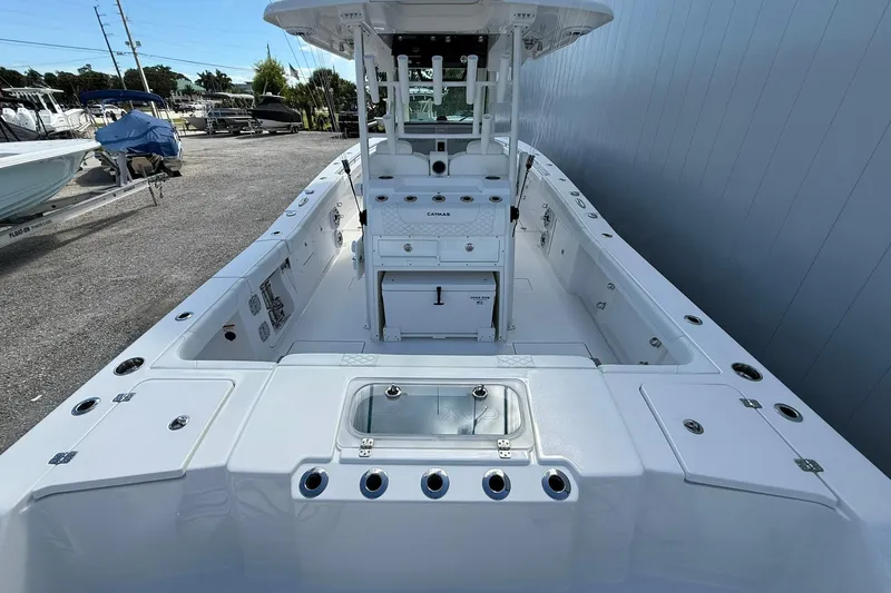 Slide: The Image of 2024 Caymas 30 CT boat interior, featuring spacious deck and modern amenities. - 6