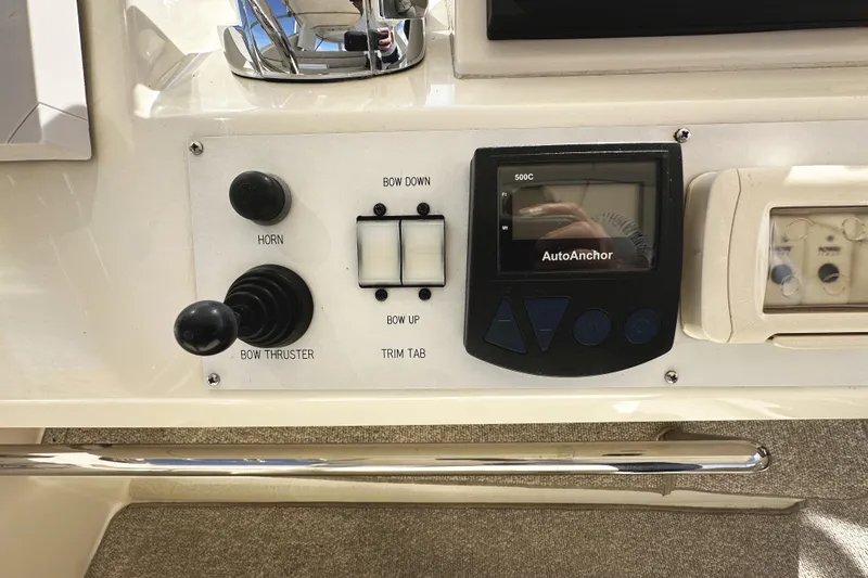 Slide: The Image of Control panel of 2004 McKinna 57 PHMY Widebody yacht with stabilization features. - 99