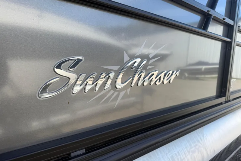 Slide: The Image of 2020 SunChaser Geneva Sport 22 LR DH logo on metallic surface. - 2