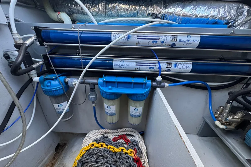Slide: The Image of Water filtration system on 2020 Lagoon 42 yacht, featuring SeaWater Pro components. - 15