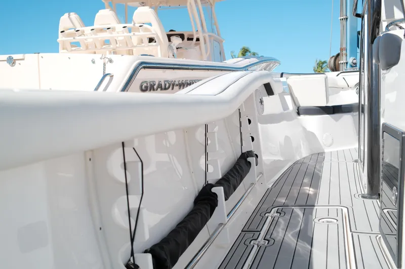 Slide: The Image of 2021 Tidewater 292 CC Adventure boat interior with sleek design and modern features. - 17